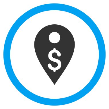 Doları harita işaretleyici düz yuvarlak vektör simgesi