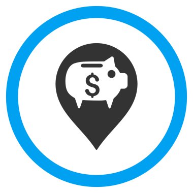 Banka işaretçi düz yuvarlak vektör simgesi