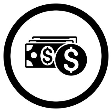 Doları nakit yuvarlak vektör simgesi
