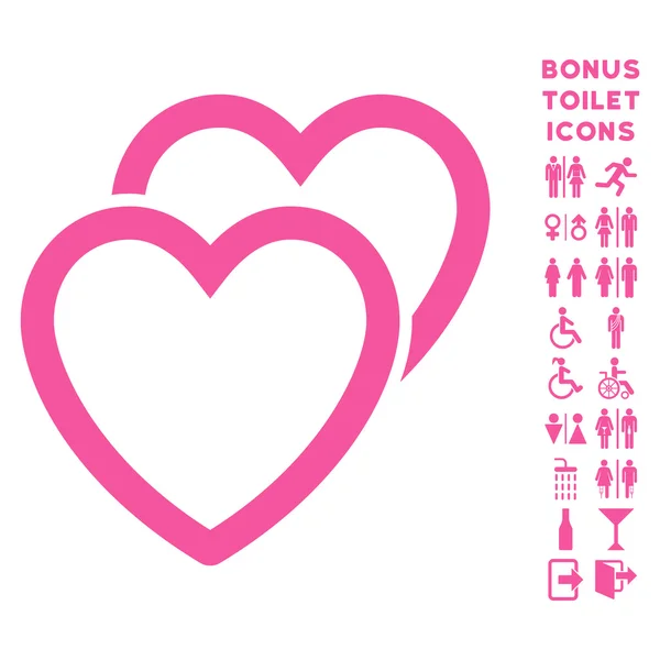 Liefde harten platte Vector Icon en Bonus — Stockvector