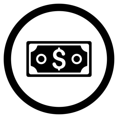 Doları banknot yuvarlak vektör simgesi