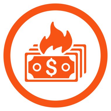 Banknot yuvarlak vektör simge yanmak