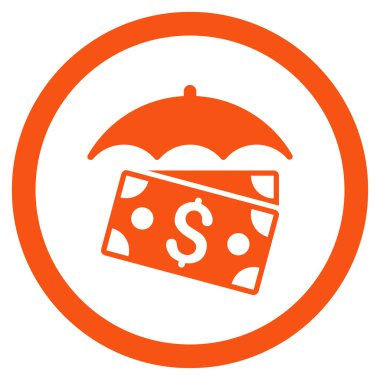 Banknot şemsiye yuvarlak vektör simgesi
