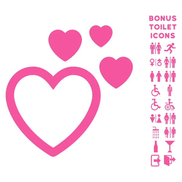 Liefde harten platte Vector Icon en Bonus — Stockvector