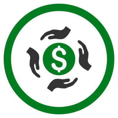 Para bakım el yuvarlak vektör simgesi