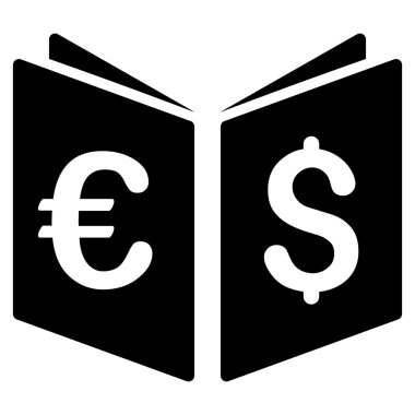 Para birimi kitap düz vektör simgesi