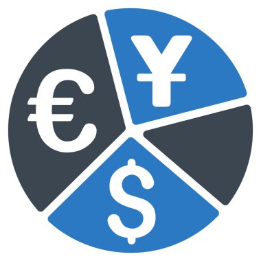 Para birimi pasta grafiği düz vektör simgesi