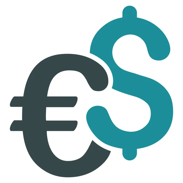 Ícone de vetor plano de símbolos de dólar e euro —  Vetores de Stock