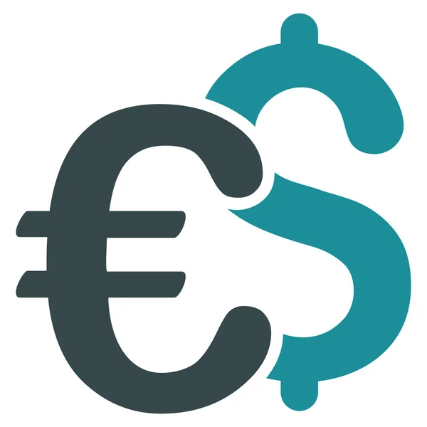 Euro y Dólar Símbolos Icono de Vector Plano — Vector de stock