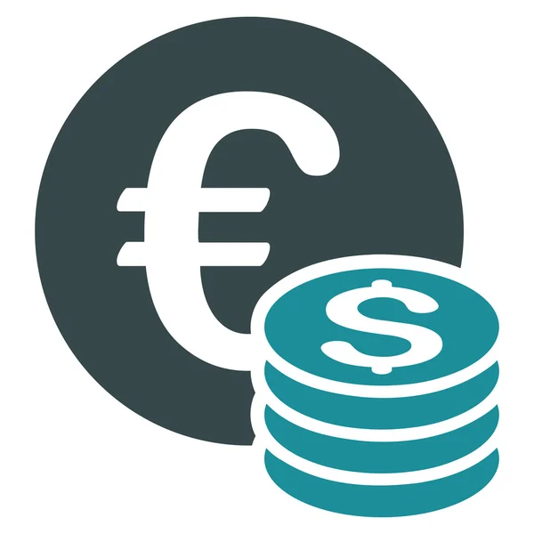 Euro and Dollar Coins Flat Vector Icon — Stock Vector