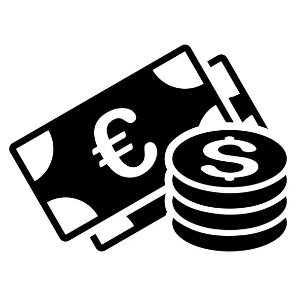 Dollaro e Euro Cash Icona vettoriale piatta — Vettoriale Stock