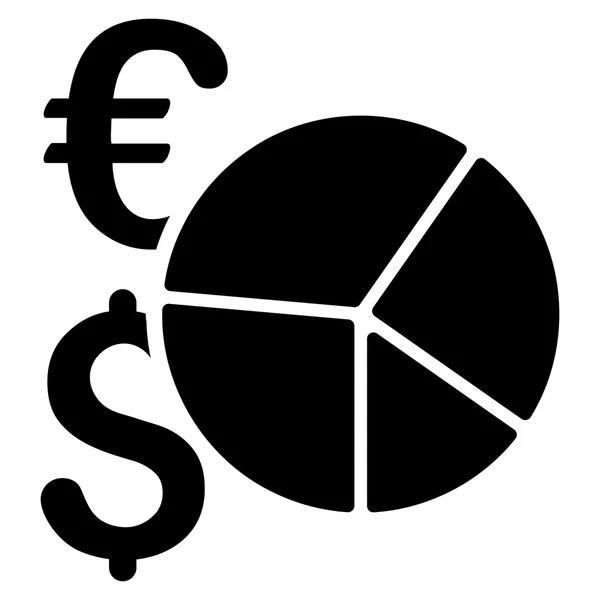 Dolar e Euro Pie Chart Ícone de vetor plano —  Vetores de Stock