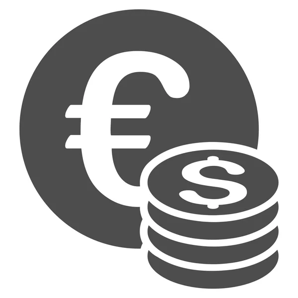 Euro i Dolar Coins płaskie Vector Icon — Wektor stockowy