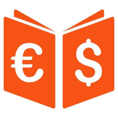 Para birimi kitap düz vektör simgesi