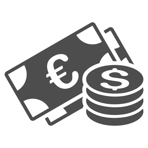 Dollar et Euro Cash Flat Vector Icône — Image vectorielle