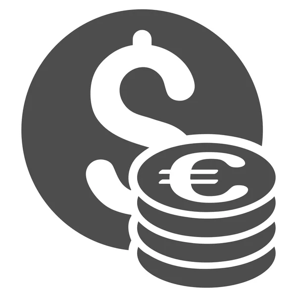 Ikon Vektor Flat Dollar dan Euro Coins - Stok Vektor