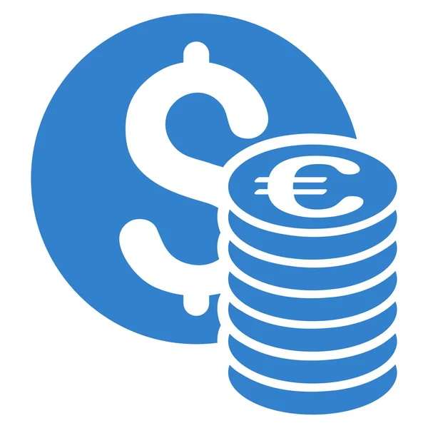 Monety Euro i Dolar płaskie Vector Icon — Wektor stockowy