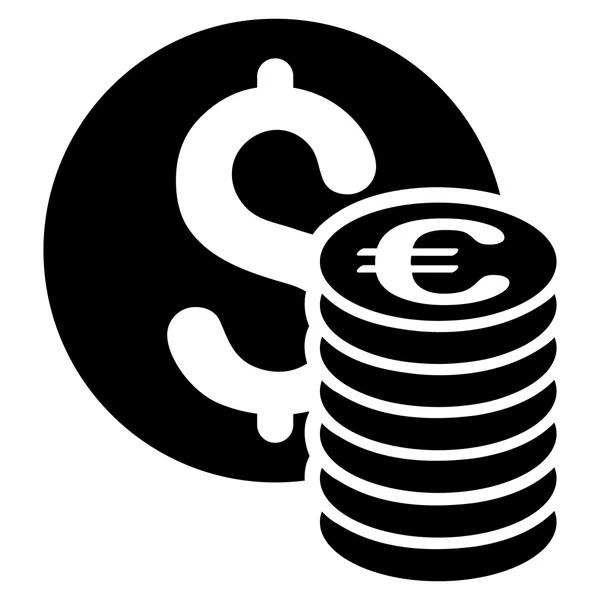 Dollar och Euro-mynt platt vektor symbol — Stock vektor