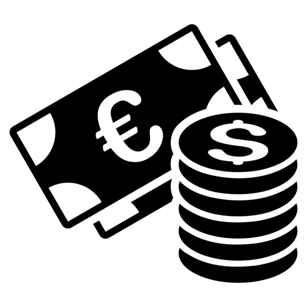 Euro and Dollar Cash Flat Vector Icon — Stock Vector