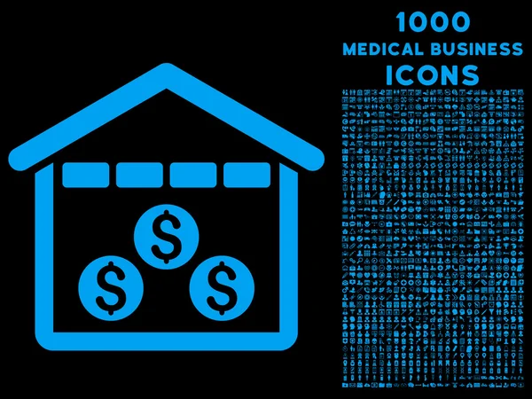 Грошовий депозитарний значок з 1000 медичних бізнес значків — стоковий вектор
