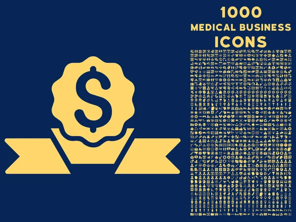 Икона "Доллар США" с 1000 иконами медицинского бизнеса — стоковый вектор