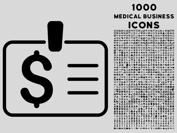 Dollar-Abzeichen-Symbol mit 1000 medizinischen Geschäftssymbolen — Stockvektor