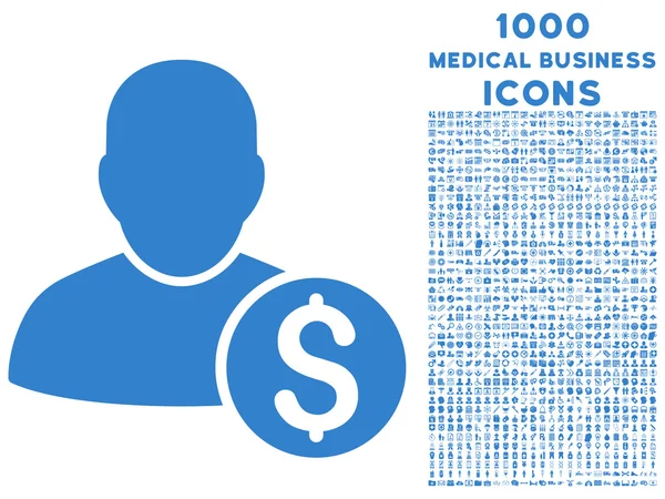 Икона предпринимателя с 1000 иконами медицинского бизнеса — стоковый вектор