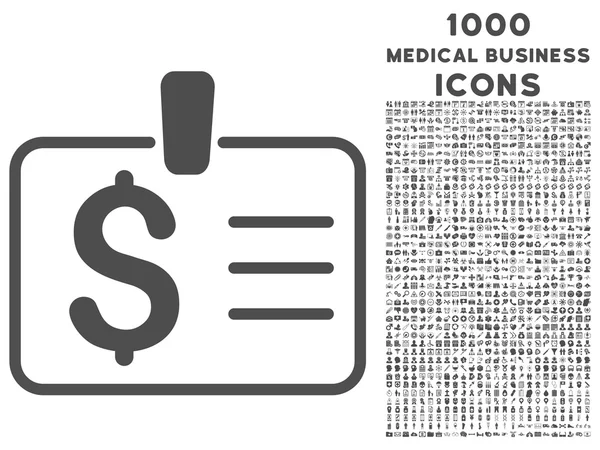 Icône d'insigne de dollar avec 1000 icônes d'affaires médicales — Image vectorielle