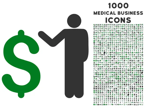 Икона банкира с 1000 иконами медицинского бизнеса — стоковый вектор