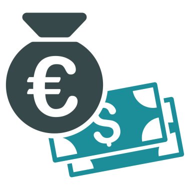 Euro ve dolar nakit düz vektör simgesi