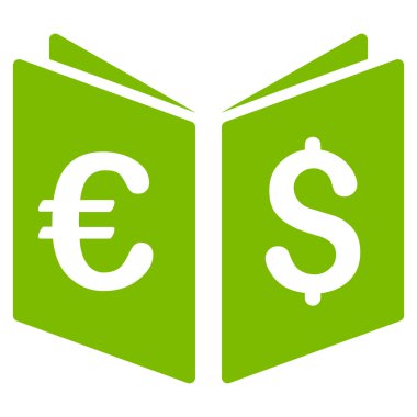 Para birimi kitap düz vektör simgesi