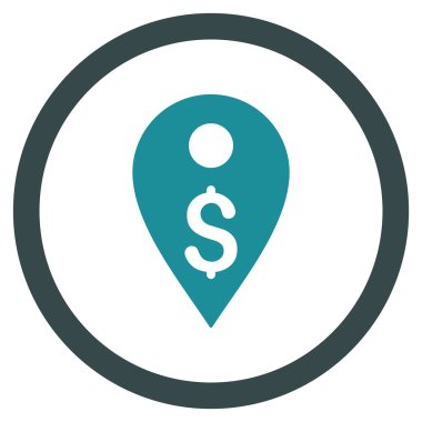 Doları harita işaretleyici düz yuvarlak vektör simgesi