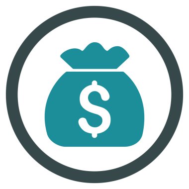 Para çantası düz yuvarlak vektör simgesi