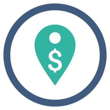 Doları harita işaretleyici düz yuvarlak vektör simgesi