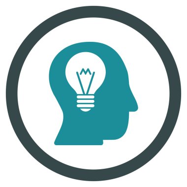 Akıl ampul düz yuvarlak vektör simgesi