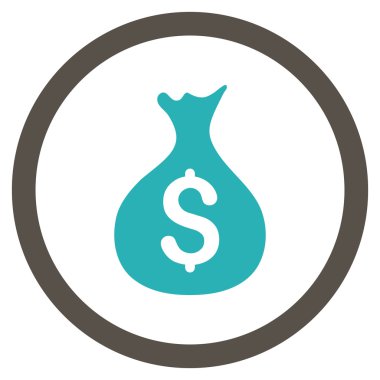 Para çuval düz yuvarlak vektör simgesi