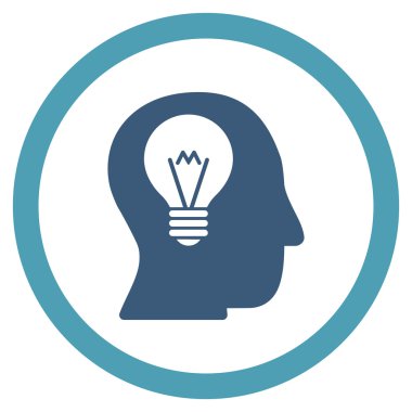 Akıl ampul düz yuvarlak vektör simgesi