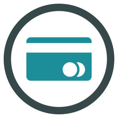 Banka kartı düz yuvarlak vektör simgesi