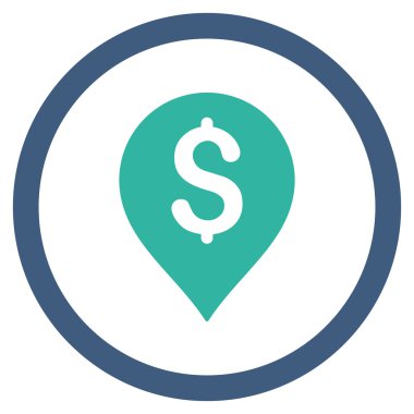 Harita işaretleyici düz yuvarlak vektör simge bankacılık