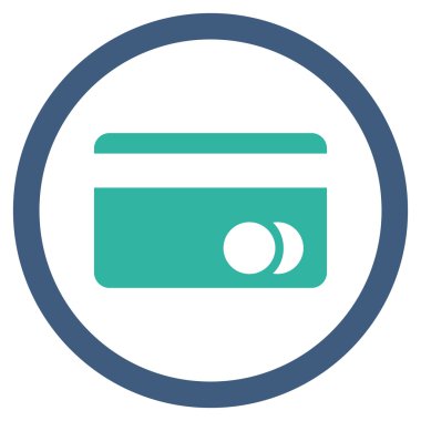 Banka kartı düz yuvarlak vektör simgesi