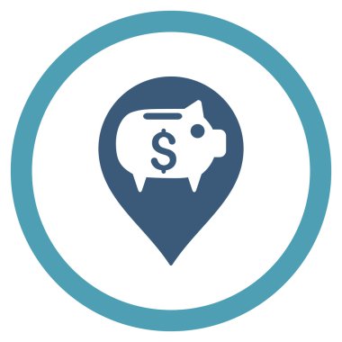 Banka işaretçi düz yuvarlak vektör simgesi