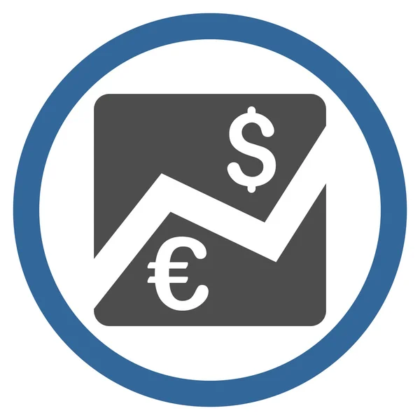 Euro Dólar Gráfico plano redondeado Vector icono — Vector de stock