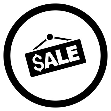 Satılık tabela düz yuvarlak vektör simgesi