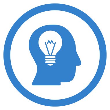 Akıl ampul düz yuvarlak vektör simgesi