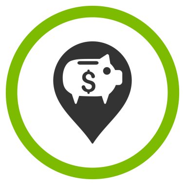 Banka işaretçi düz yuvarlak vektör simgesi