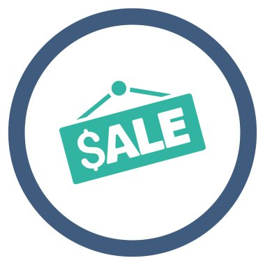 Satılık tabela düz yuvarlak vektör simgesi