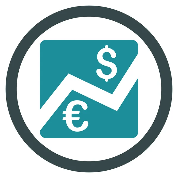 Euro Dollar Chart Flat Rounded Vector Icon — Stock Vector