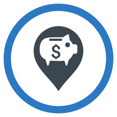 Banka işaretçi düz yuvarlak vektör simgesi