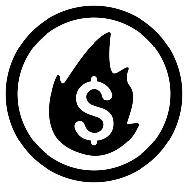 İş yangın felaketi düz yuvarlak vektör simgesi