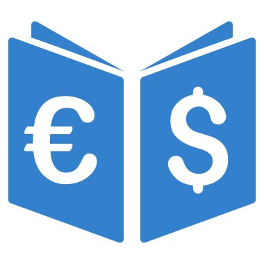 Para birimi kitap düz vektör simgesi